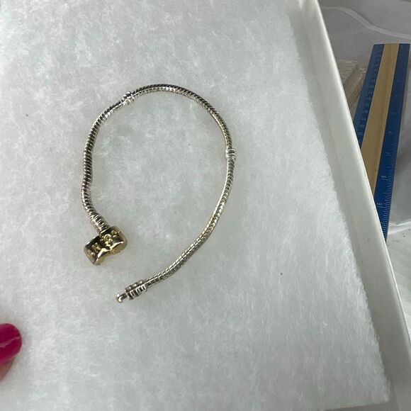 Pandora Moments charm bracelet 14K clasp & sterling snake chain. - Picture 2 of 9